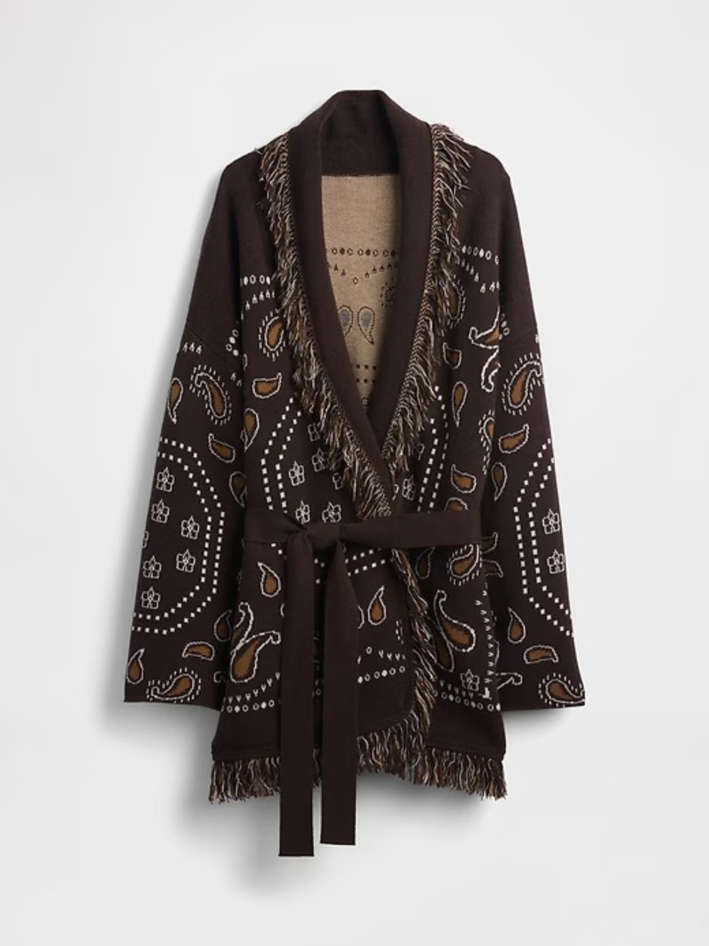 Gap Bandana Print Fringe Cardigam